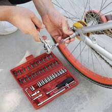 46pcs 1/4 Inch Socket Ratchet Wrench Set With Metric Drill Socket And Extension Bar, For Car Repair And Household Use, With Storage Box