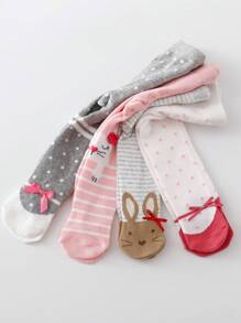 4pcs Newborn Baby Girl Practical Versatile Tights, Suitable For Spring & Autumn