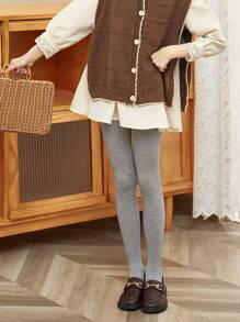 1 Miếng Trẻ em Màu thuần Sọc Xà cạp , Cổ điển Quần tất Đối với Con trai Và Cô gái ( Kích thước ) - Xám - Xem 4