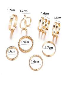 1 Set Of 8pcs Fashionable Personalized Rings, Suitable For Women's Daily Wear And Gift Giving - Yellow Gold - View 3