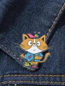 1個可愛的貓形胸針,適用於時尚外套、背包和帽子 - 給貓愛好者的完美禮物,卡通可愛貓形金屬胸針徽章袋飾品,搪瓷胸針 - 可愛小貓胸針適用於背包、服裝、珠寶等各種物品