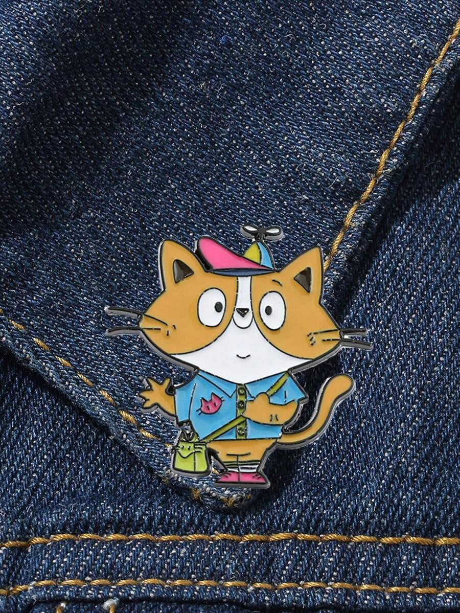 1個可愛的貓形胸針,適用於時尚外套、背包和帽子 - 給貓愛好者的完美禮物,卡通可愛貓形金屬胸針徽章袋飾品,搪瓷胸針 - 可愛小貓胸針適用於背包、服裝、珠寶等各種物品