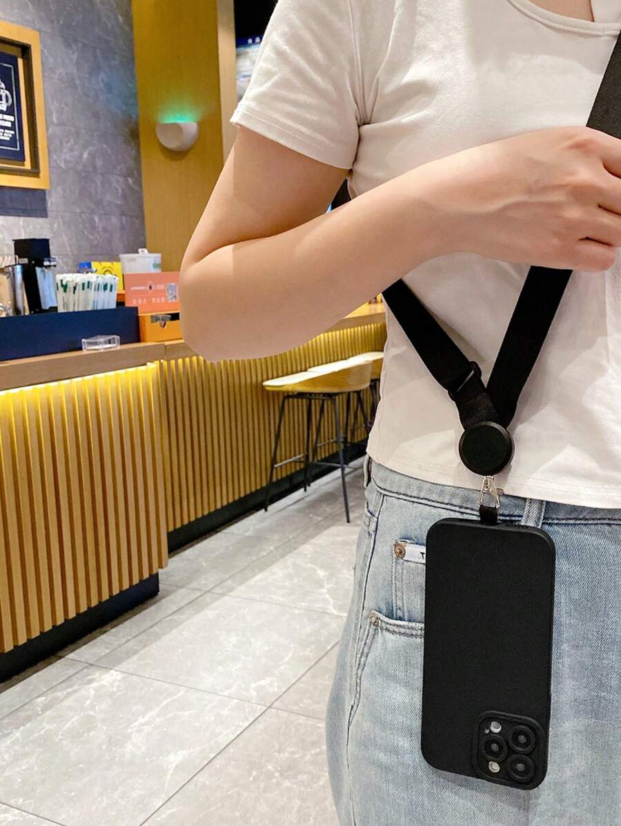 1 pieza Funda de teléfono con cuerda ancha y colgante, compatible con Apple/Samsung/Xiaomi/Oppo/Infinix/Vivo/Realme