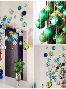 24 Cái/gói Quả Cầu Trang Trí Giáng Sinh 3cm/4cm/6cm Giáng Sinh Cho Cây Thông Noel Quả Cầu Treo Cho Trang Trí Tiệc Cưới Ngày Lễ, Giáng Sinh - màu xanh lá - Xem 2