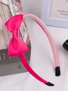 Set Of 5 Elegant Bow Hairbands For Girls - Hot Pink - View 2