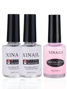 3入組專業美甲凝膠卸甲套裝,液體乳膠剝離帶,3-5分鐘快速卸妝魔力爆裂凝膠浸泡膠光甲指甲美甲 - 彩色 - 查看 1