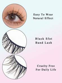 Asiteo 5 Pairs Cartoon Style False Eyelashes, Suitable For Cosplay, Dance Performance, Handmade, 3D Stereoscopic Natural Faux Mink Lashes - 黑色 - 查看 2