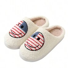 新款溫馨舒適卡通旗幟設計防滑情侶室內毛絨拖鞋加厚男女秋冬適用