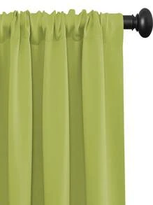 Ready-made Rod Pocket Style Curtains - Green - View 1