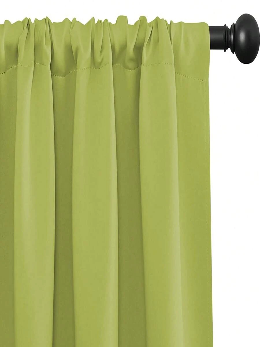 Ready-made Rod Pocket Style Curtains - Green - View 1