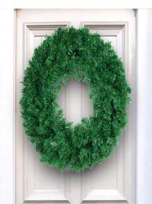 1pc 11.81inch Diameter Plain Rattan Christmas Wreath, Festival Door Hanging, Window Decoration, Scene Arrangement Prop - Army Green - View 1