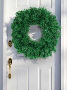 1pc 11.81inch Diameter Plain Rattan Christmas Wreath, Festival Door Hanging, Window Decoration, Scene Arrangement Prop - Army Green - View 3
