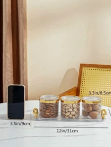 1pc Clear Tray And 3pcs Food Storage Containers Set, For Household - White - View 2