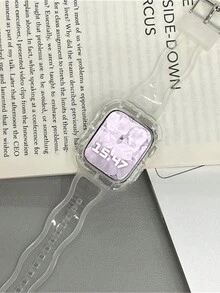 1入組透明表帶+殼，適用於蘋果手錶 8 7 6 SE 5 4 3，透明矽膠表帶，40mm、44mm、42mm、41mm、45mm尺寸可用 - 無色 - 查看 4