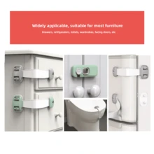 1 chiếc khóa nút kép đa năng bằng chất liệu ABS dùng trong gia đình, thích hợp cho tủ lạnh, ngăn kéo, tủ và tủ chén - màu xanh lá - Xem 4
