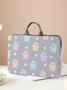 熊图案印花笔记本包电脑布套配件软笔记本电脑包软电脑套笔记本套平板电脑皮包笔记本电脑拉链电脑套学校商务办公室教室笔记本电脑包教室包教师收纳包教室收纳包 - 彩色 - 查看 4