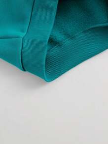 Girls' College Style Colorblock Letter Print Half-High Neck Thermal Lined Sweatshirt, Winter - Green - View 7