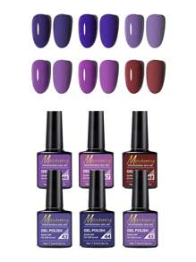 MISS CHEERING 6 Piece Nail Lacquer Set - Premium Manicure Tools, Vibrant Nail Polishes, Professional Gel Manicure, Home Gel Manicure Set, Complete Manicure Set, Includes Phototherapy Gel, Nail Polish Long Lasting Nail Glue - 紫色 - 查看 1