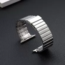 1入組銀色時尚不銹鋼摺疊扣手錶帶，與 配帶 38mm、40mm、41mm、45mm、44mm、42mm、49mm、商務風格、極致系列兼容 配帶 Ultra 8 7 6 5 4 3 2 1 SE，女士男士智能手錶配件 - 銀色 - 查看 1