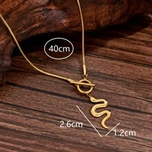 1只復古並個性化的蛇獸星座設計不鏽鋼吊墜鎖骨鏈,非常適合女性節日穿著