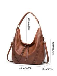 2 件復古 Pu 皮革 Hobo 包 - 大容量女士休閒手提包和錢包