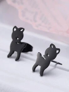 1 對女可愛不鏽鋼獨角獸、無尾熊、鹿、松鼠、狗形耳環、浪漫聖誕禮物、創意動物設計、冬季幸運珠寶