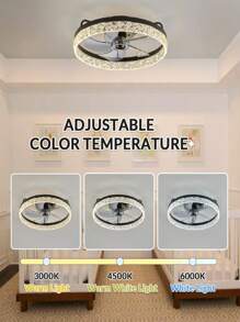 20" Ceiling Fans With Lights, Modern LED Low Profile Ceiling Fan With Lights And Remote, 6 Wind Speeds Smart Flush Mount Ceiling Fan For Bedroom, Living Room And Kitchen - 黑色 - 查看 2