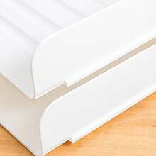 1pc Foldable Multi-layer A4 Paper Storage Box With Drawer Design, Desktop Organizer For Office And Student, Shelf For Storing Files And Stationery Supplies - White - View 5