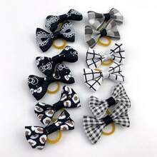 12pcs Pet Hair Bows For Daily Decorations - Black and White - View 1