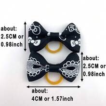 12pcs Pet Hair Bows For Daily Decorations - Black and White - View 3
