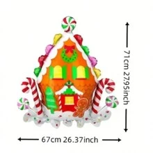 1 件圣诞姜饼屋铝箔气球适用于糖果乐园主题派对装饰 - 彩色 - 查看 3