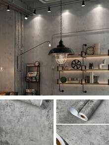 1 Cuộn 40cm*300cm Công nghiệp Phong cách Retro Vết nứt Tự dính Hình nền , Không thấm nước , Chống ẩm , Có thể giặt được Giấy dán tường Đối với Bối cảnh Tường , Màu xám Xi măng Màu xám - Màu Xám nhạt - Xem 5