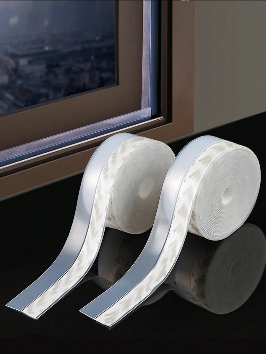 2pcs Door & Window Sealing Strip Insect-proofing, Soundproofing, Insulation Weatherstrip (5m) - White - View 1