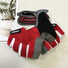 1雙男女半指防滑防震透氣戶外運動自行車手套 - 紅色 - 查看 5