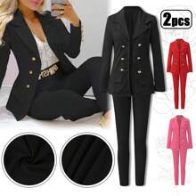 Conjunto 2pzs Traje Sastre Formal Para Mujer/blazer+pantalón - Negro - Ver 1