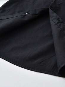 Baby Boys' Black Long Sleeve Shirt With Front Button Closure And Turn-down Collar, Classic And Comfortable, Suitable For Daily Wear, School, Activities And Festivals