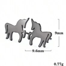 1 對女可愛不鏽鋼獨角獸、無尾熊、鹿、松鼠、狗形耳環、浪漫聖誕禮物、創意動物設計、冬季幸運珠寶