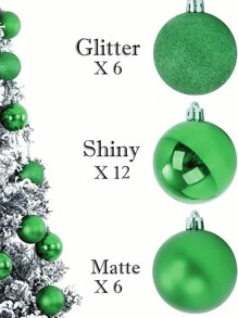 24 Cái/gói Quả Cầu Trang Trí Giáng Sinh 3cm/4cm/6cm Giáng Sinh Cho Cây Thông Noel Quả Cầu Treo Cho Trang Trí Tiệc Cưới Ngày Lễ, Giáng Sinh - màu xanh lá - Xem 4