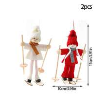 2 件聖誕迷你毛絨娃娃吊墜適合男孩和女孩,聖誕樹,花環裝飾