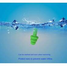 Silicone Earplugs For Hearing Protection, Suitable For Office, Outdoor Swimming, Sleeping; Washable - Green - View 3