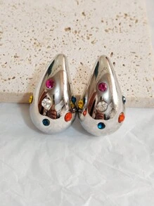 金色彩色水滴水晶耳環時尚魅力小姐珠寶禮物