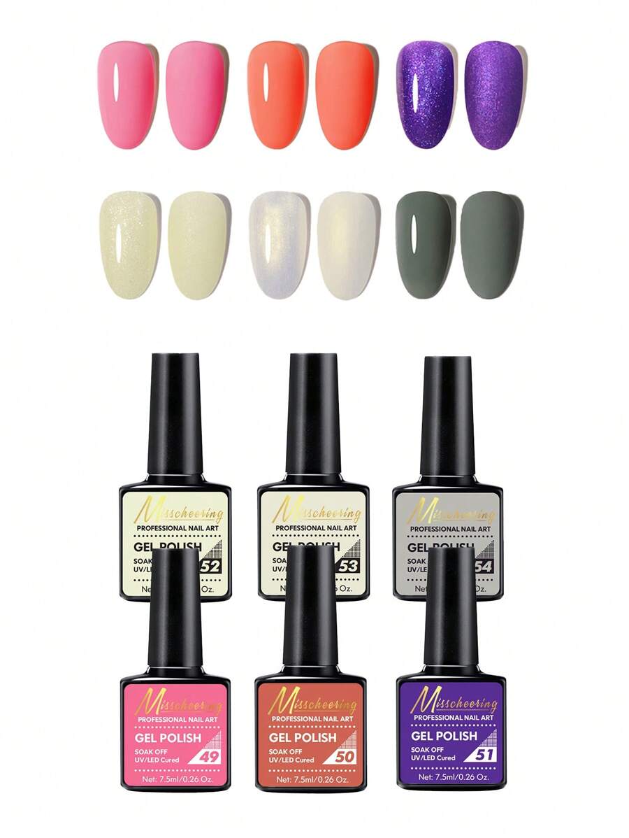MISS CHEERING 6 Piece Nail Lacquer Set - Premium Manicure Tools, Vibrant Nail Polishes, Professional Gel Manicure, Home Gel Manicure Set, Complete Manicure Set, Includes Phototherapy Gel, Nail Polish Long Lasting Nail Glue - trái cam - Xem 1