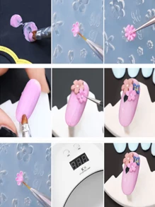 1入淺型3d美甲矽膠模具,可重複使用於diy Uv Builder Gel,甜美蝴蝶形美甲裝飾 - 無色 - 查看 4