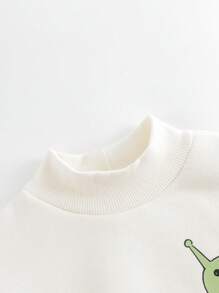 男童休閒外星設計半高領保暖毛絨衫，冬季穿搭 - 米色 - 查看 3