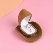 1 Pieza Caja De Anillo Con Forma De Sombrero De Vaquero Creativo, Caja De Almacenamiento Y Exhibición De Joyas Para Anillo De Bodas - Marrón - Ver 5