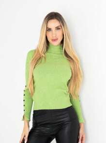 SWETER DAMA CUELLO LARGO MANGA LARGA - Verde Lima - Ver 2