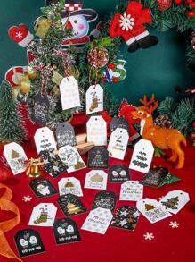 48pcs Random Christmas Themed Small Creative Cute Greeting Card Mini Gift Card For Cake, Gift, Message, Wish - Multicolor - View 1