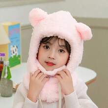 1個兒童巴卡瓦帽,男女秋冬保暖保護耳飾,頸套口罩,冷暖兼備,可愛的熊寶寶耳帽,毛絨耳帽,適合秋冬季日常穿著 - 淺粉色 - 查看 1