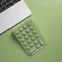 JOMAA Bluetooth3.0 Wireless Numeric Keyboard 22 Keys Retro Round Keycaps Wireless Number Pad Rechargeable Wireless Number Keyboard For Win/Android/IOS/ - Army Green - View 3