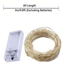 1 包 9.8 英尺 30 个 LED 窗帘灯，电池供电的户外童话窗帘灯，萤火虫星月灯，窗户壁挂窗帘灯串，适用于卧室背景婚礼派对室内圣诞装饰（暖白色），户外花园照明，适用于小径、庭院、露台 - 金色 - 查看 8
